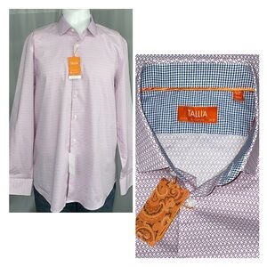 Tallia Mens Dress Shirt New XL 17 1/2 34/35 Purple Slim Geometric Design New